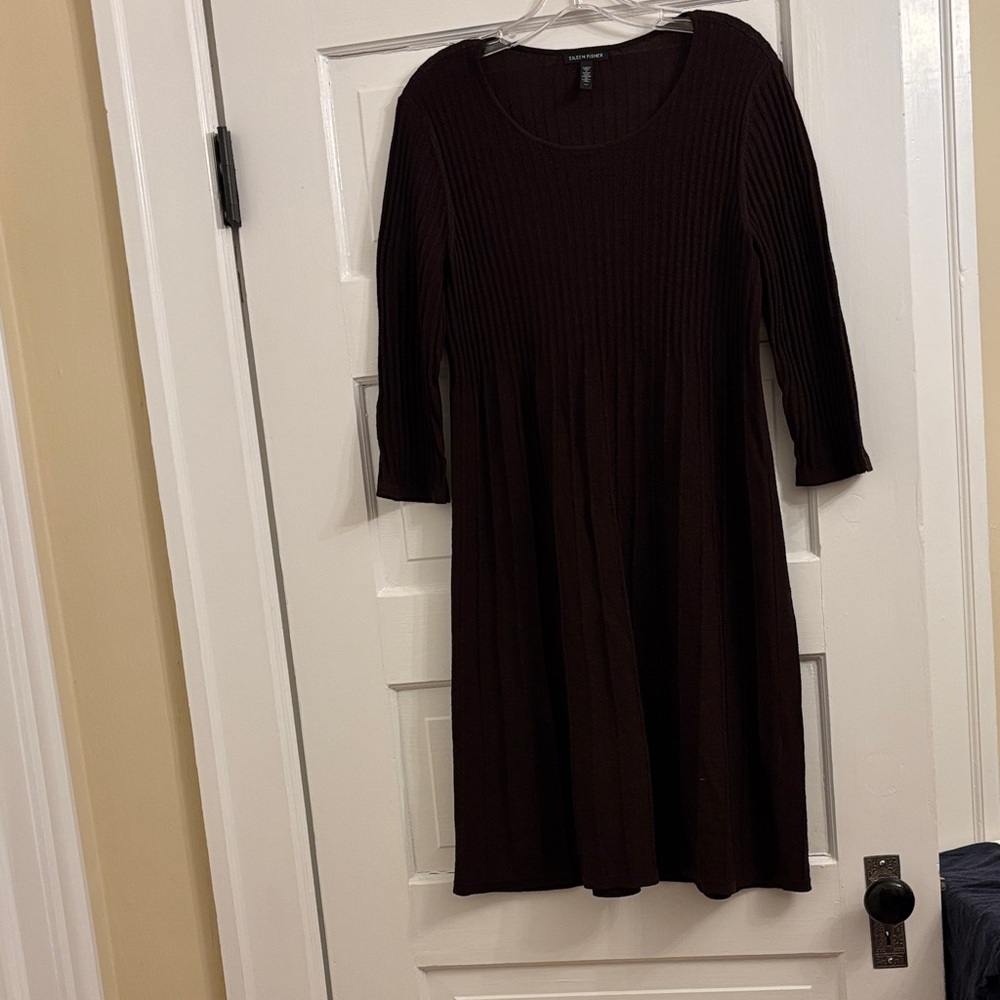 Eileen Fisher Dark Brown Long Sleeve Dress